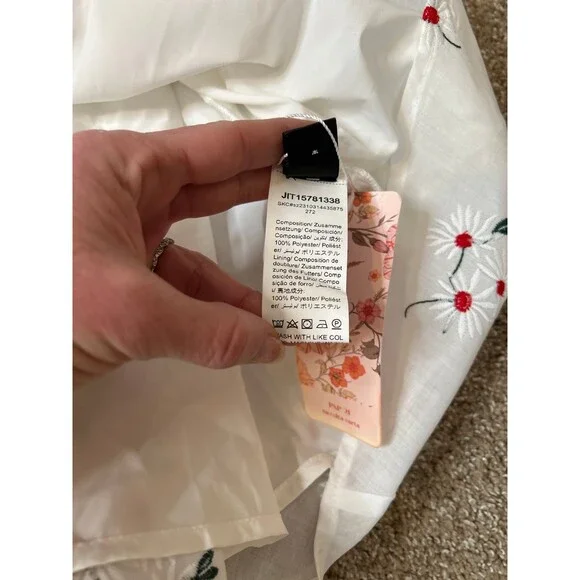 MOD Women's Floral Embroidery Lace Patchwork Cami Dress white red cherry SZ SM - Picture 5 of 9